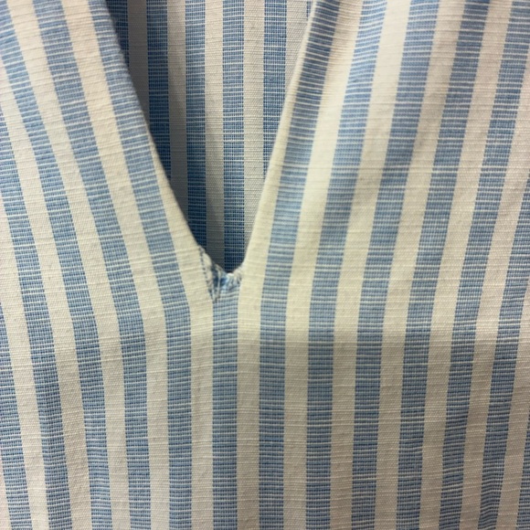 Chic Vintage Charm Cottagecore Pinstripe Tiered Tie-Waist Midi Dress M - Picture 6 of 8